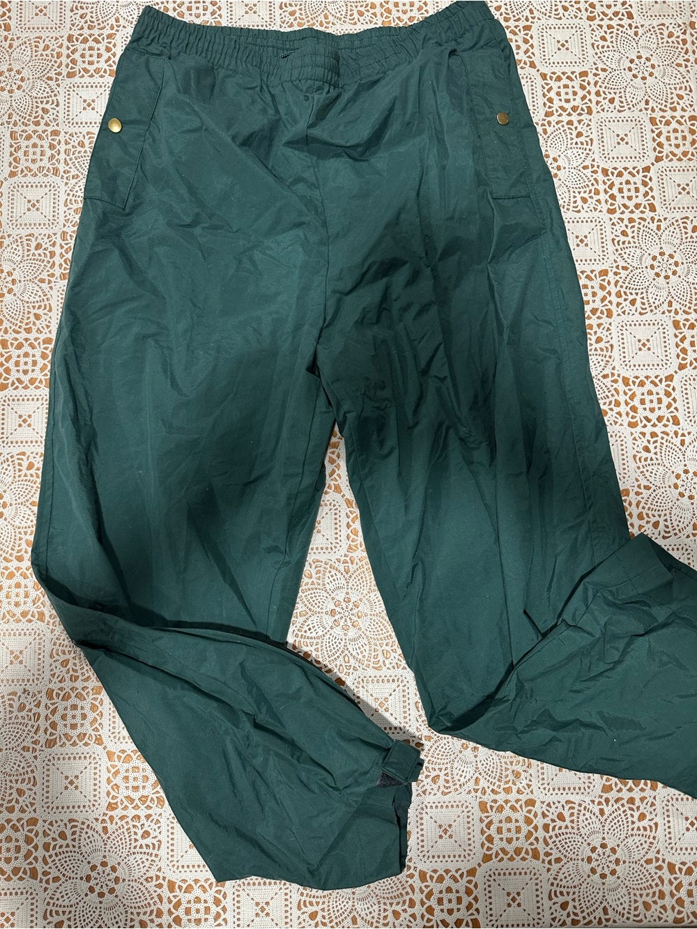 Vintage 90s Hilton Nylon Cargo Pants Mens XL Green Zip Ankle Outdoor